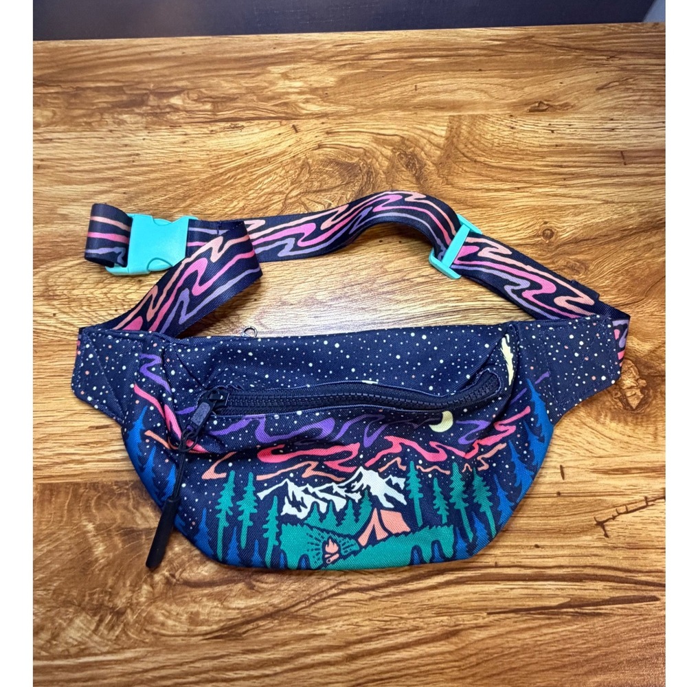Atomicchild Celestial Mountain Camping Fanny Pack Navy Blue Waist Bag Adjustable